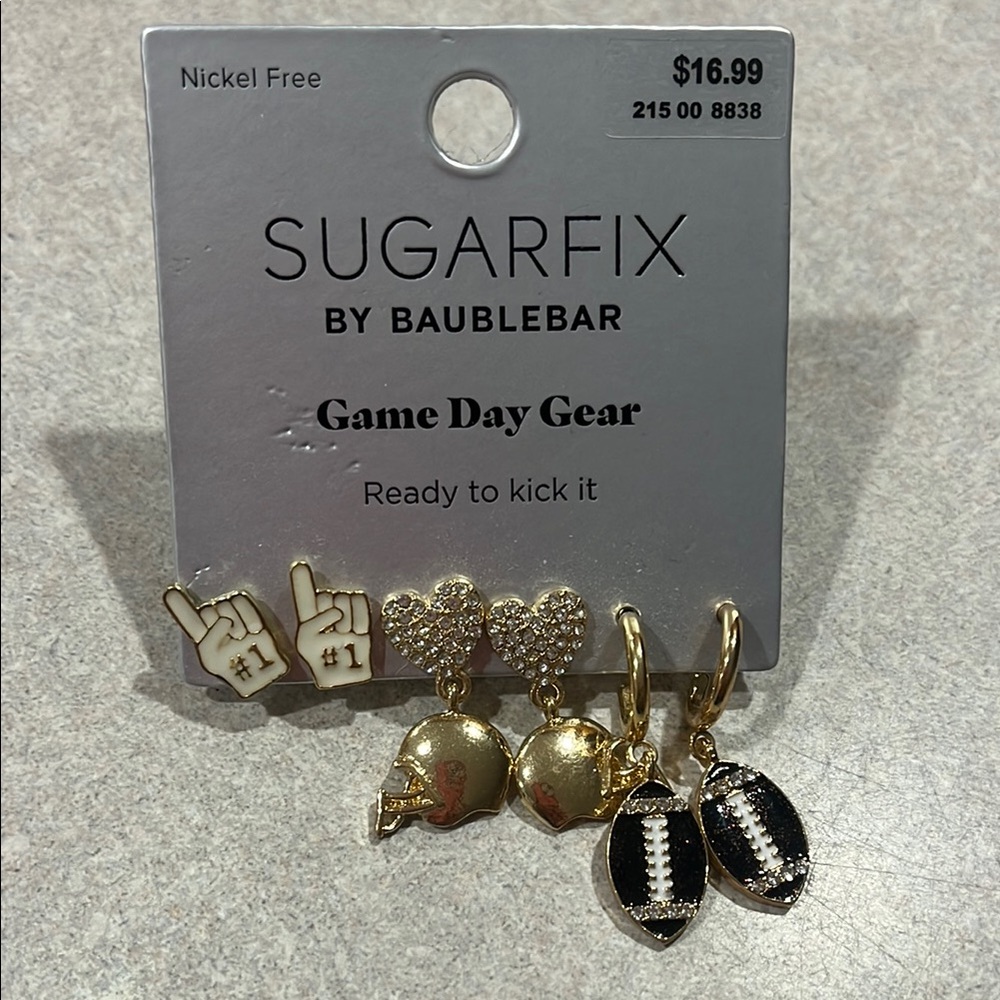 BaubleBar Game Day Earring Set in Gold, Black, White